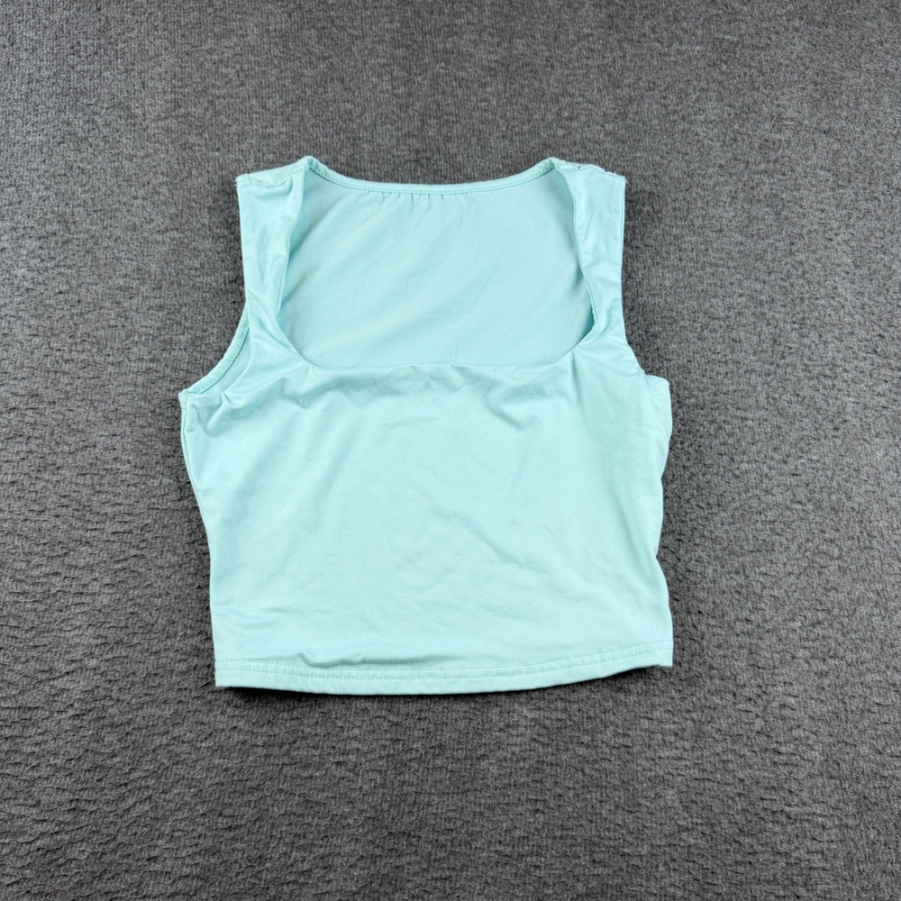 Unbranded Crop Top Women's Small Mint Aqua Square Neck Sleeveless Stretch Tank